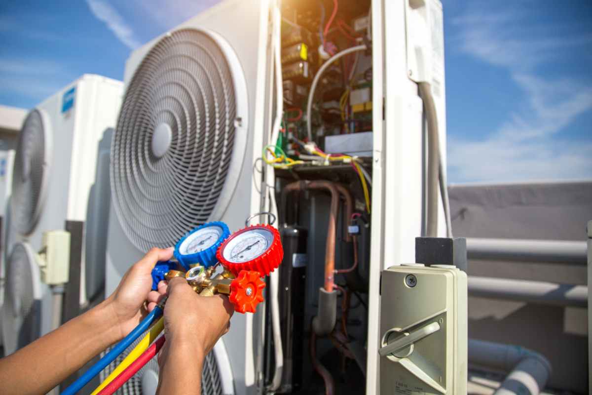 Air conditioning unit outdoors