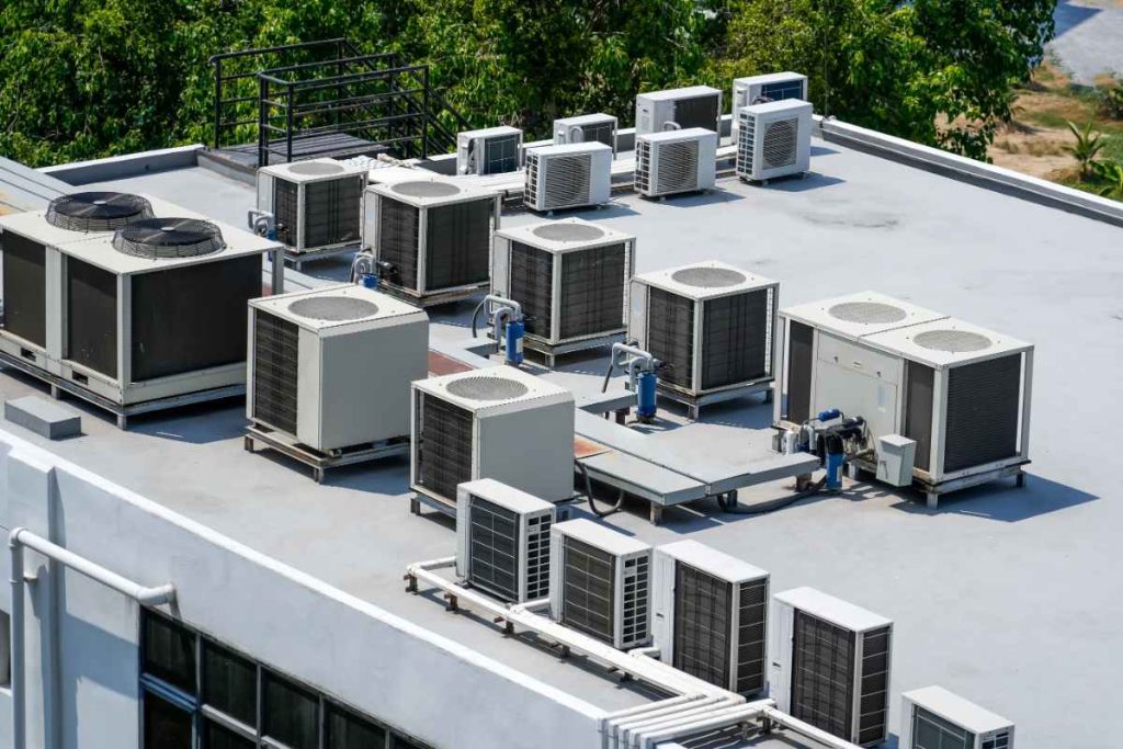 Air conditioning unit outdoors
