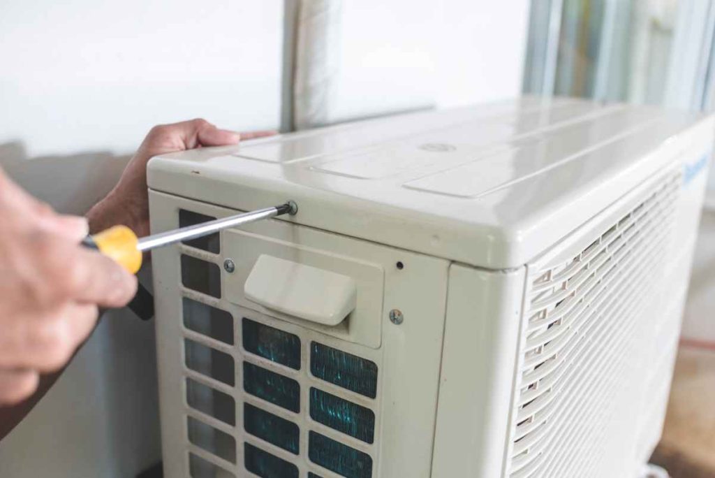 Air conditioning unit outdoors